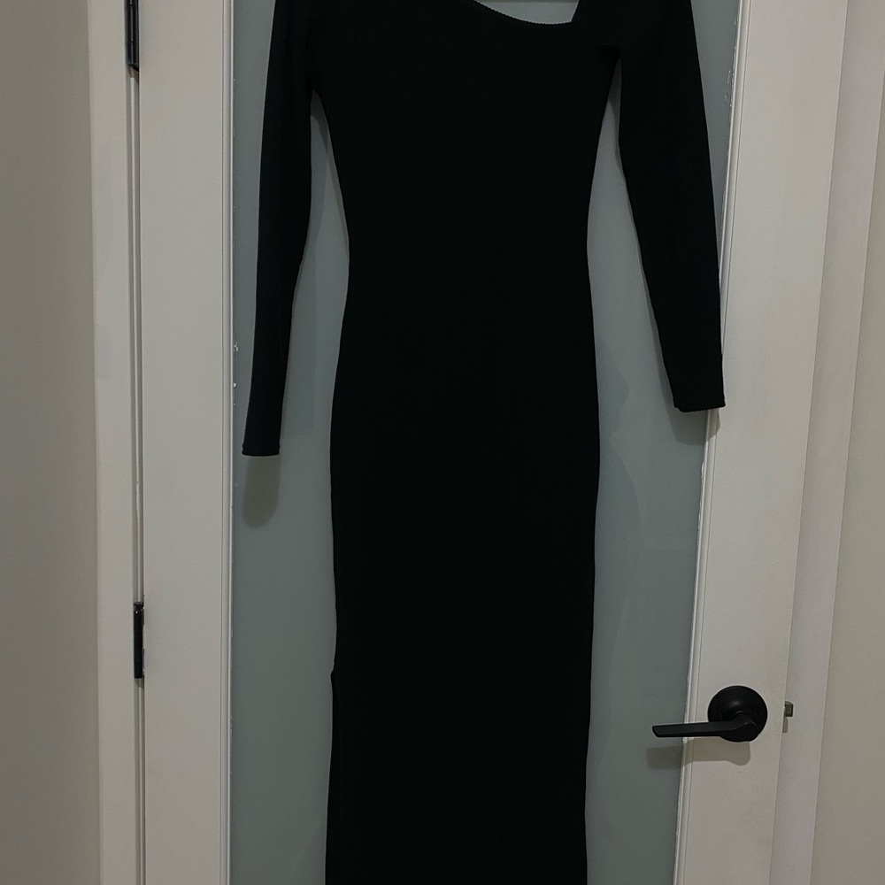 Nasty Gal Black Asymmetrical One-Shoulder Bodycon Dress